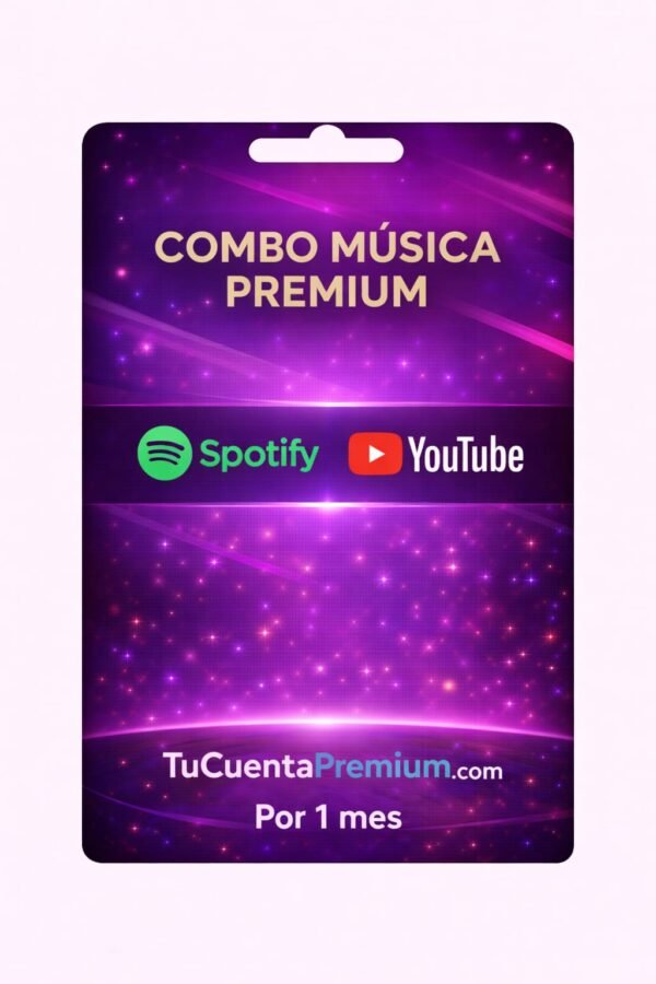 spoty y youtube Combo Musica premium spotify +youtube premium x 1 mes